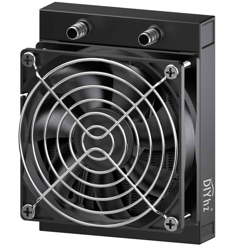 DIYhz Water Cooling Computer Radiator, 12 Pipe Aluminum Heat Exchanger Liquid Cooling Radiator Heat Sink 120mm with Fan for CPU PC Laser Water Cool System DC12V Black - Image 1